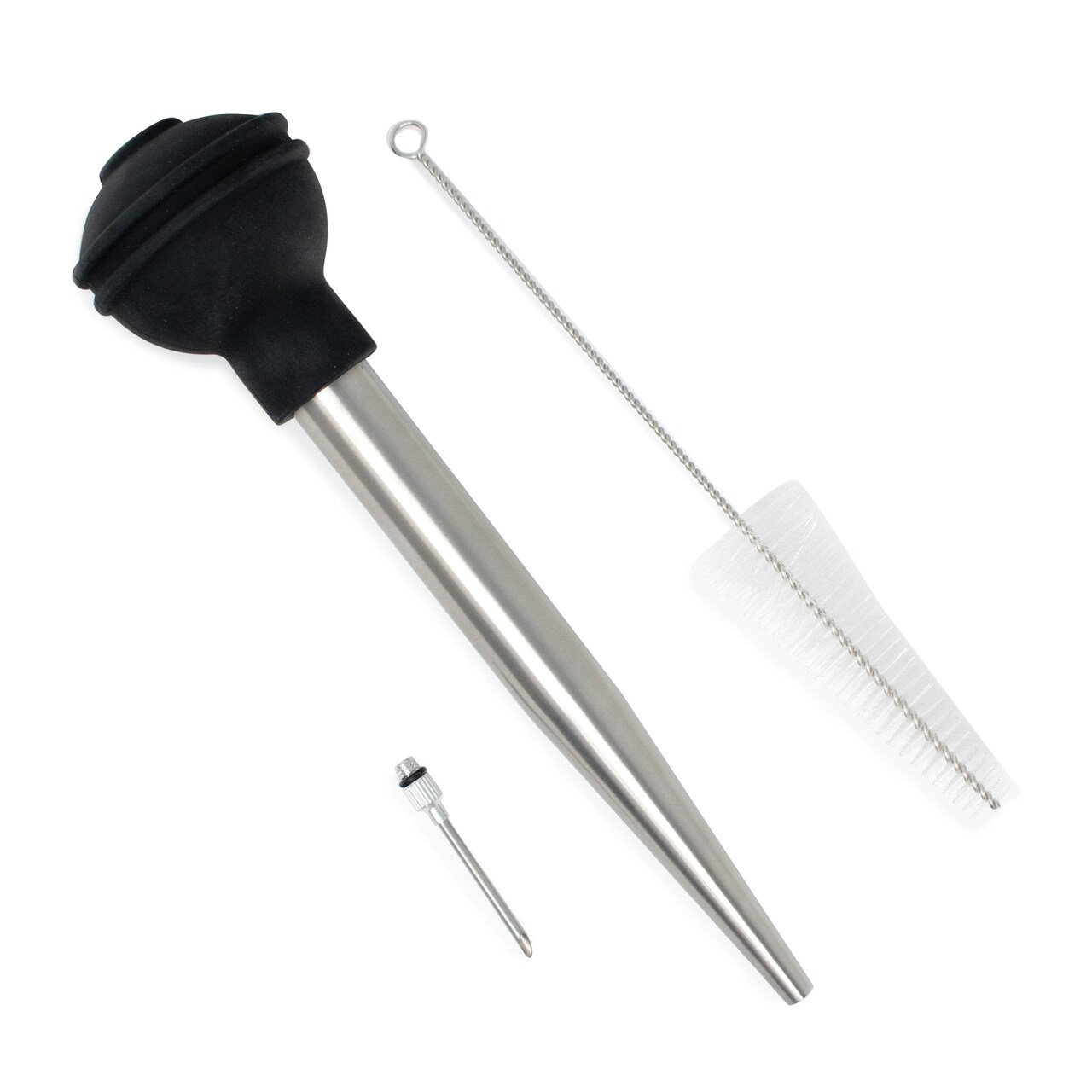 Norpro Deluxe Stainless Steel Turkey Baster with Flavor Injector and Cleaning Brush